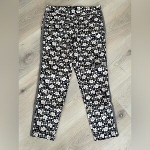 Floral Black and White Women's Pants